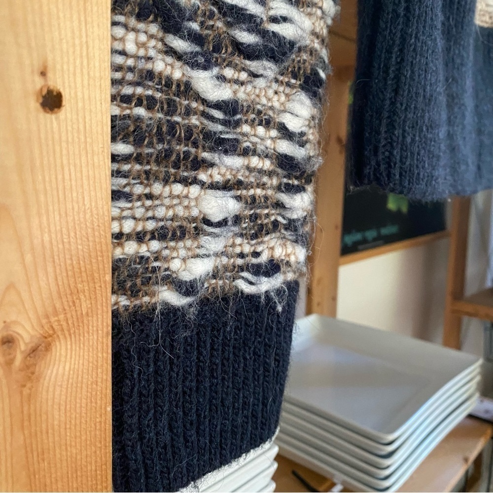 Sita Murt Scandinavian Wool Blend Knit Crewneck Sweater Blue Tan White Small - Picture 11 of 16